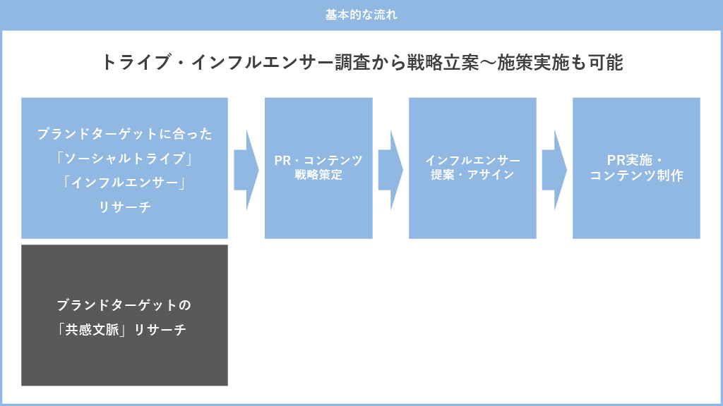 トライブ・インフルエンサー調査から戦略立案〜施策実施も可能。